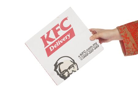 Shah Alam, Malaysia - 1 November 2019, Box of KFC isolated on white background.のeditorial素材