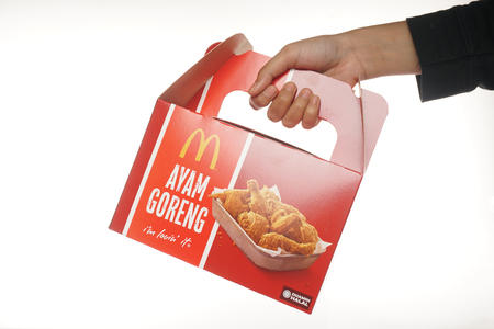 Shah Alam, Malaysia - 1 November 2019, McDonalds Packaging isolated on a White backgroundのeditorial素材