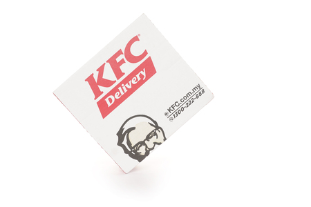 Shah Alam, Malaysia - 1 November 2019, Box of KFC isolated on white background.のeditorial素材