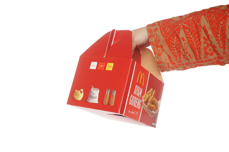 Shah Alam, Malaysia - 1 November 2019, McDonalds Packaging isolated on a White backgroundのeditorial素材