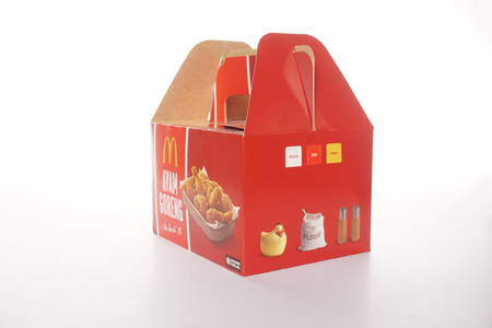 Shah Alam, Malaysia - 1 November 2019, McDonalds Packaging isolated on a White backgroundのeditorial素材
