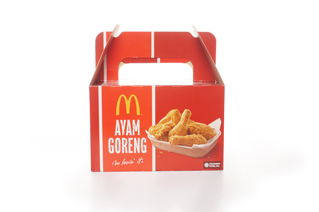 Shah Alam, Malaysia - 1 November 2019, McDonalds Packaging isolated on a White backgroundのeditorial素材