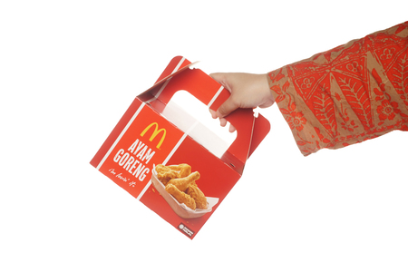 Shah Alam, Malaysia - 1 November 2019, McDonalds Packaging isolated on a White backgroundのeditorial素材