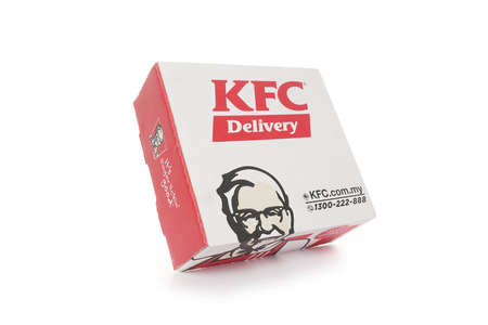 Shah Alam, Malaysia - 1 November 2019, Box of KFC isolated on white background.のeditorial素材