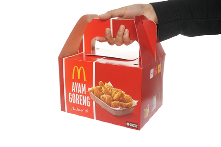 Shah Alam, Malaysia - 1 November 2019, McDonalds Packaging isolated on a White backgroundのeditorial素材