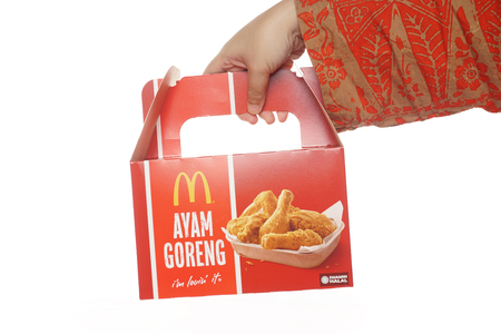 Shah Alam, Malaysia - 1 November 2019, McDonalds Packaging isolated on a White backgroundのeditorial素材