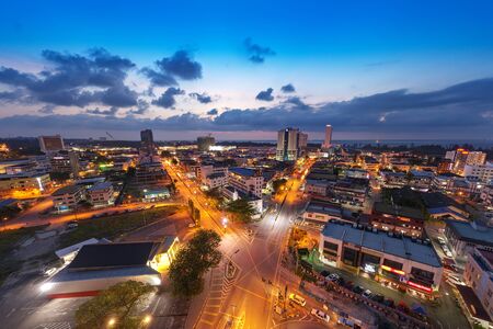 miri, sarawak aerial shot dramatic sunset horizonの写真素材
