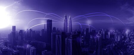 kuala lumpur modern network link between building connectionの写真素材