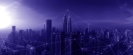 kuala lumpur modern network link between building connectionの写真素材