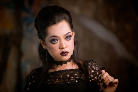 Portrait of an attractive woman with long nailsの写真素材