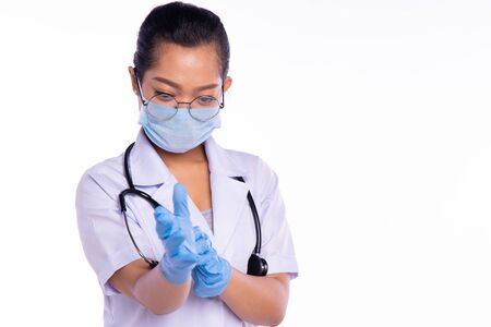 The doctor was wearing gloves in his hand.の写真素材