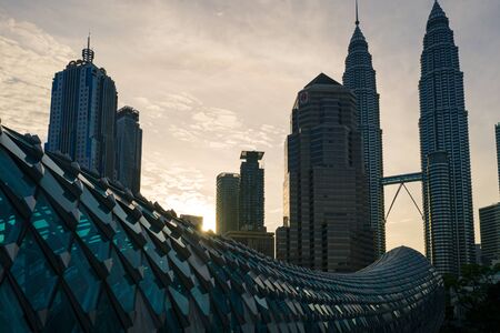 kuala lumpur, malaysia - 16 february 2020. newly launched bridged call saloma link in morning view aerial shotのeditorial素材