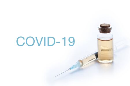 medical syringe with vaccine covid-19の写真素材