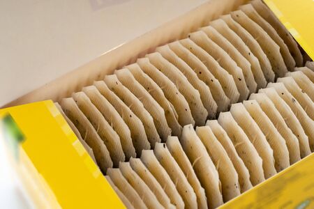 tea in a packaging close up shotの写真素材