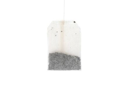 tea bag isolated in white backgroundの写真素材