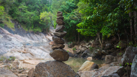 rock balance. sports outdoors. Mountain landscape