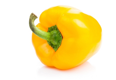 Yellow paprica on white backgroundの写真素材