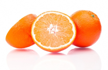 Isolated orange fruit on a white backgroundの写真素材