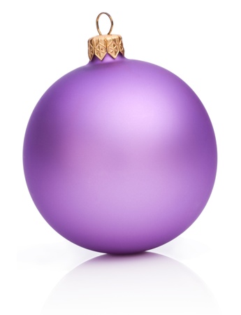 Christmas Purple Ball Isolated on white backgroundの写真素材