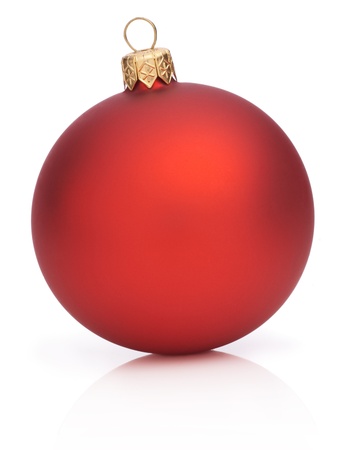 Christmas Red Ball Isolated  on white backgroundの写真素材