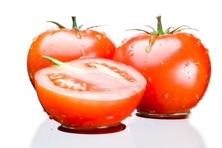 Ripe Tomatoes on Whiteの写真素材