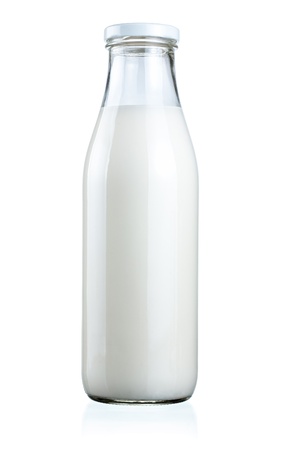 Bottle of fresh milk isolated on a white backgroundの写真素材