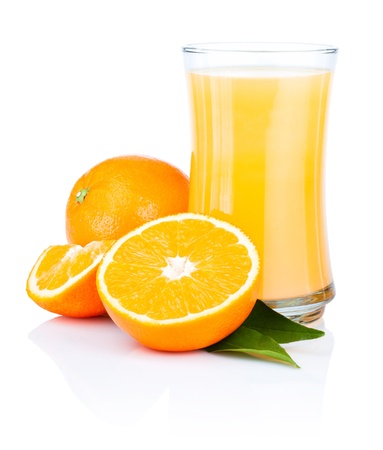 Glass of fresh orange juice Isolated on a white backgroundの写真素材