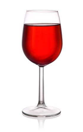 Glass of red wine isolated on a white backgroundの写真素材