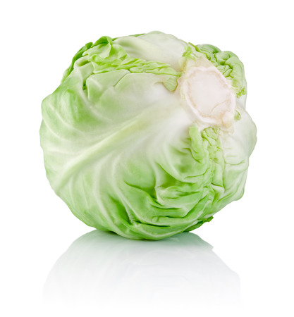 Head Cabbage isolated on white backgroundの写真素材