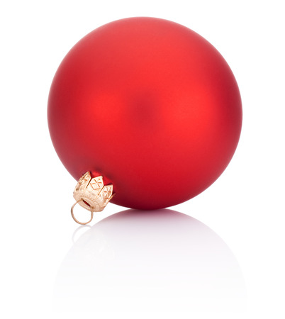 Christmas ball red decoration Isolated on white backgroundの写真素材