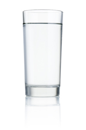 Glass of drinking water isolated on white backgroundの写真素材
