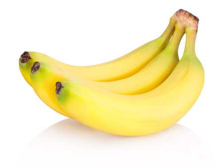 Three of Ripe bananas isolated on a white backgroundの写真素材