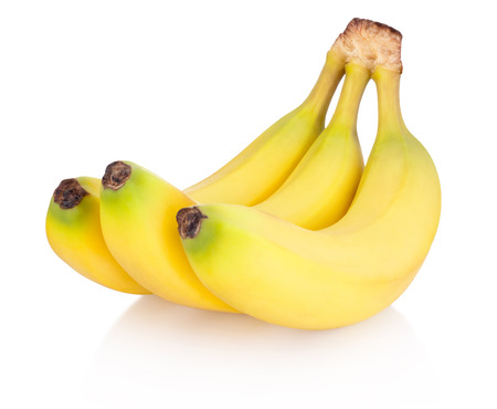 Three of bananas isolated on white backgroundの写真素材