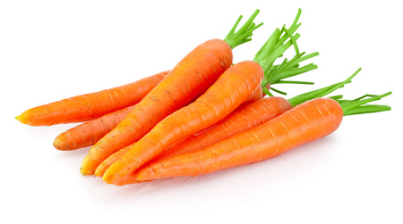 Heap of carrots vegetable isolated on a white backgroundの写真素材