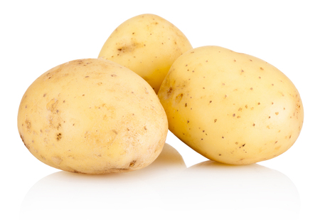 Three new potato isolated on white background Three new potato isolated on white background