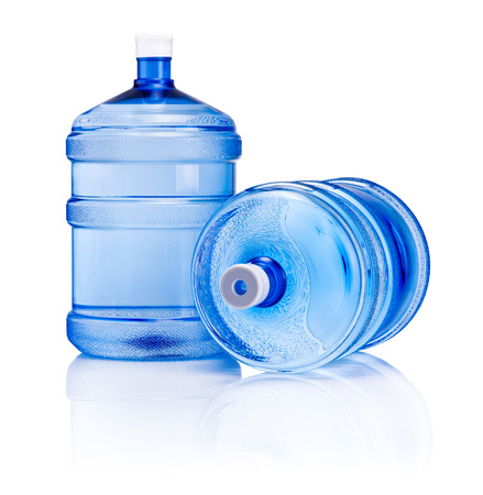 Two big bottle of water isolated on white backgroundの写真素材