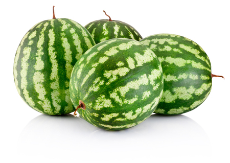 Four ripe watermelons berry isolated on white backgroundの写真素材
