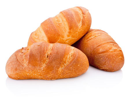 Three loaf of bread isolated on white backgroundの写真素材