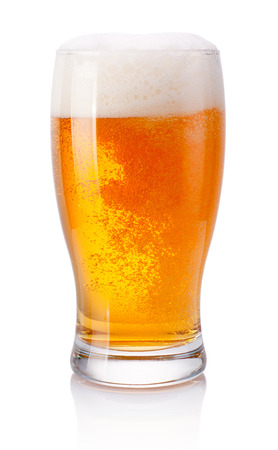 Glass of beer on white backgroundの写真素材