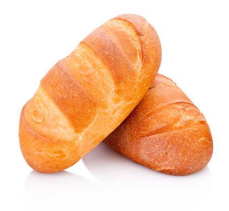 Two loaf of bread isolated on a white backgroundの写真素材