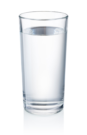 Glass of drinking water isolated on white backgroundの写真素材