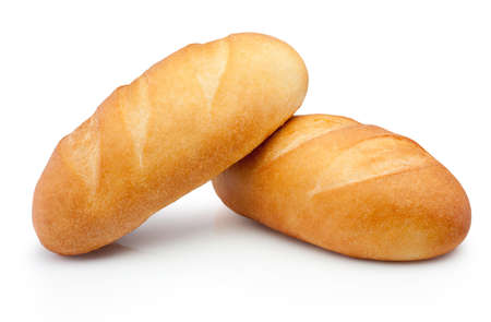 Two loaf of bread isolated on a white backgroundの写真素材