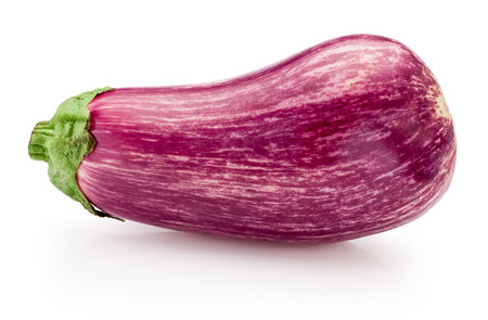 Striped eggplant vegetable isolated on a white backgroundの写真素材
