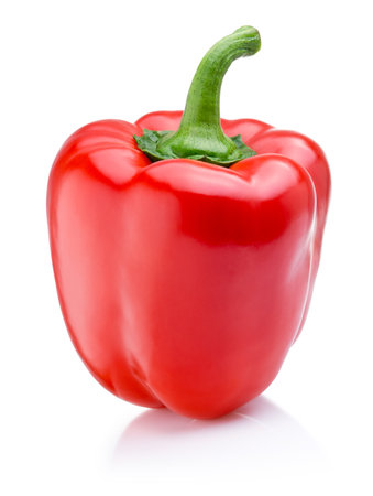 Red pepper vegetable isolated on a white backgroundの写真素材