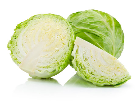 Fresh ripe cabbage vegetable isolated on a white backgroundの写真素材
