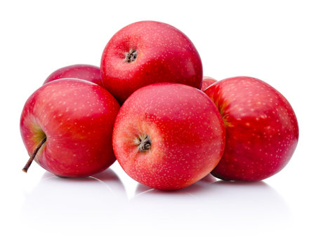 Ripe red apples isolated on a white backgroundの写真素材