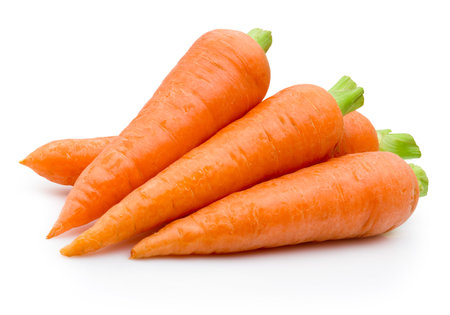 Fresh carrots vegetable isolated on a white backgroundの写真素材