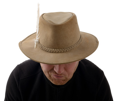 An explorer with hat isolated on a white backgroundの写真素材