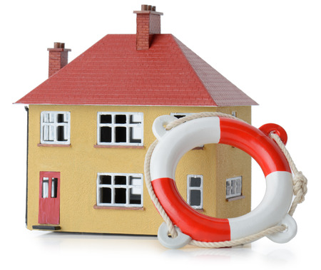 a house with a life ring isolated on a white backgroundの写真素材