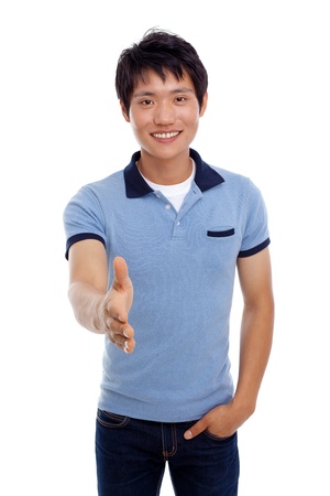 Young man suggest shake の写真素材